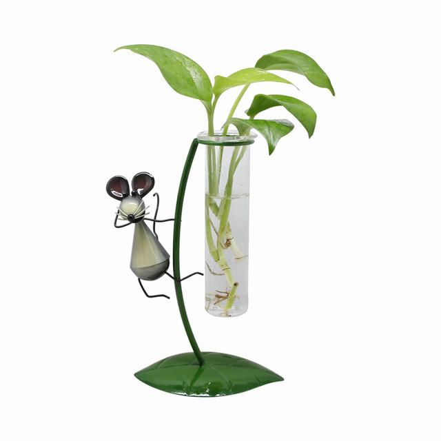 Modern mouse metal glass flower pot plant holder standing home decor 