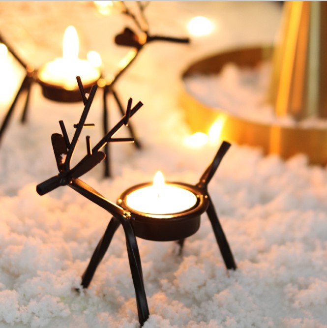 Wholesale Metal Black Reindeer Wrought Iron Tealight Candle Holders China