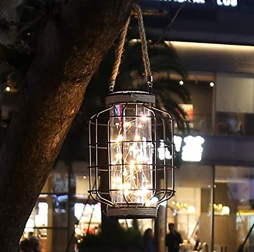 Metal Cage LED Lantern 9.4" Tall Cordless Accent Light with 20pcs Fairy Lights Great for Weddings Parties Patio Events for Indoors Outdoors