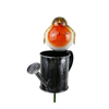 Metal garden decorative frog with garden tool standing on watering can iron long plant pot stakes