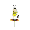 New shining fished painting bee with garden tools stake oranments for home and garden decor