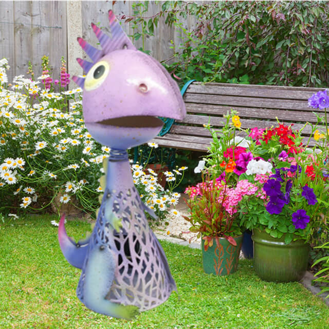 Dinosaur Garden Statue Metal Animal Shaped Solar Garden Lights