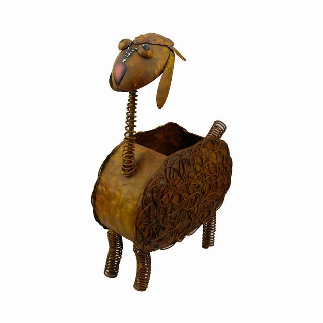 Life size garden sheep ornaments tall iron stand planter pot with a square metal plant bucket