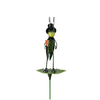 Tall green garden metal stakes yard art grasshopper standing on leaf decorative stakes