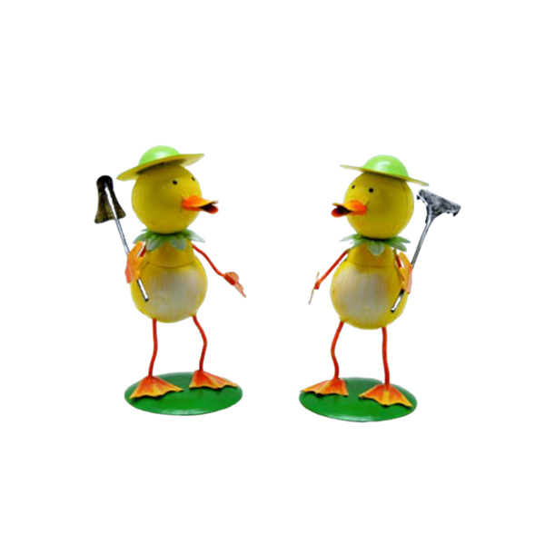 Outdoor metal duck ornaments cute animal garden stakes house accessories