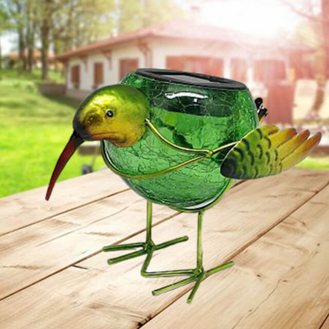 Solar Powered Garden Animals Outdoor Metal Bird Sculpture