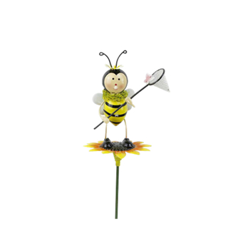 Cheap house decor bumble bee garden decorative bee with catching net yard stakes