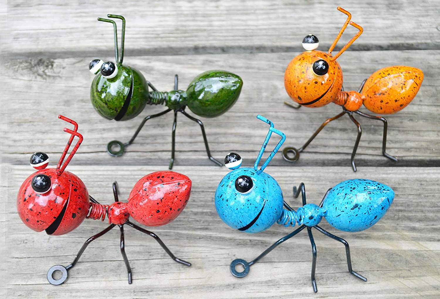 Metal Ant Wall Decor Set of 4 Colorful Indoor Bathroom Kid
