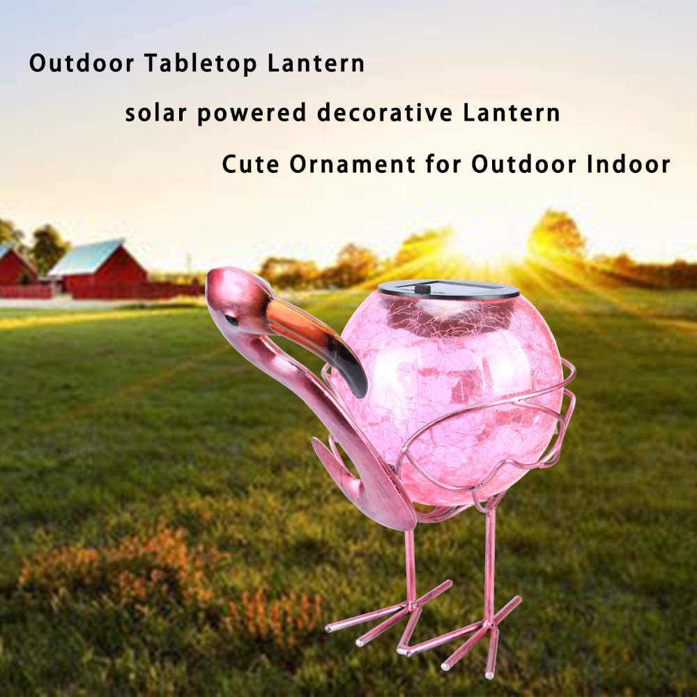 Solar Lantern Outdoor Decorative Waterproof LED Solar Lights Flamingo Tabletop Lamp for Outdoor Patio Garden