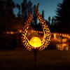 Garden Solar Pathway Light Outdoor Decorative Carved Metal with Warm White Crackle Glass Globe Stake Lights Waterproof LED for Lawn Patio or Backyard